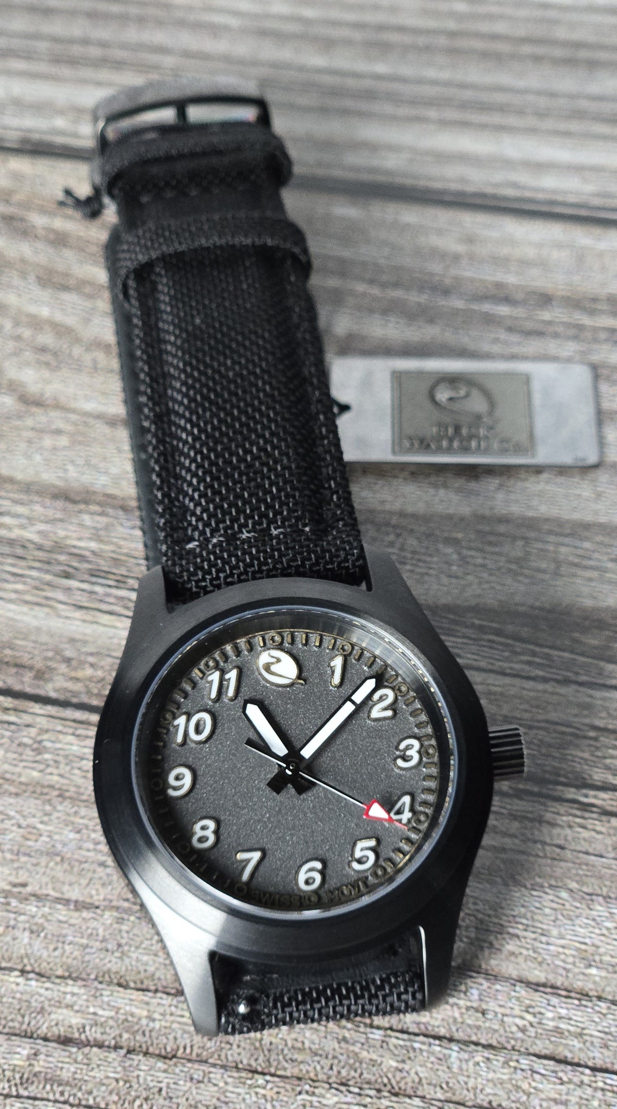 Bearing is built as a compact modern instrument watch, combining strong legibility with the material depth and hand-finished character that define Beck Watch Co. Graphite Matte uses a black PVD finish that gives the same case architecture a darker, more technical character. 