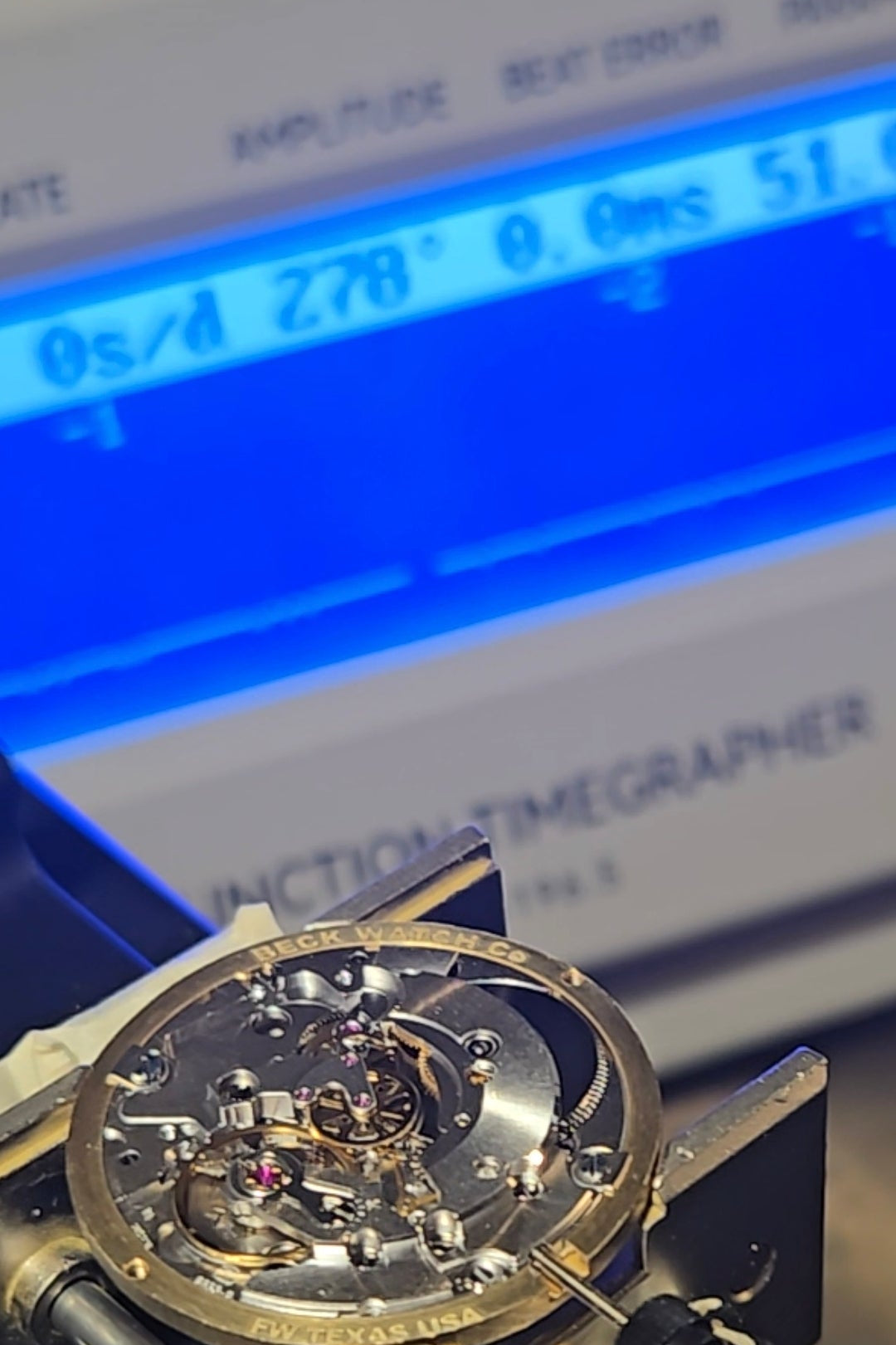 Close-up of a Swiss mechanical watch movement 